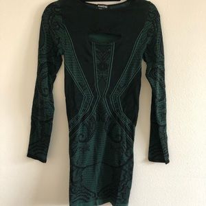 Bebe cut out mini bodycon dress black and green